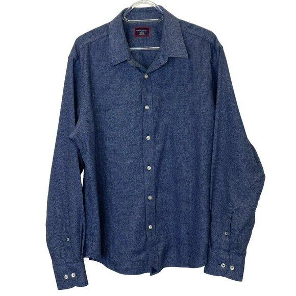 Untuckit Shirt Mens Large Veneto Blue Button Up Wrinkle Free Long Sleeve 40250 - Picture 1 of 4